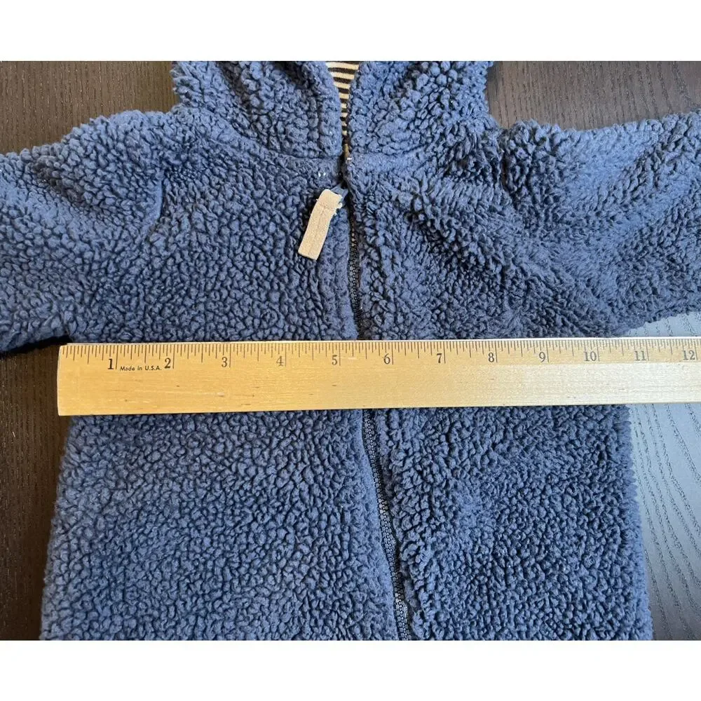 Carter's Baby Boy Navy Blue Teddy Bear Romper unisex 3 Months Sherpa Snowsuit